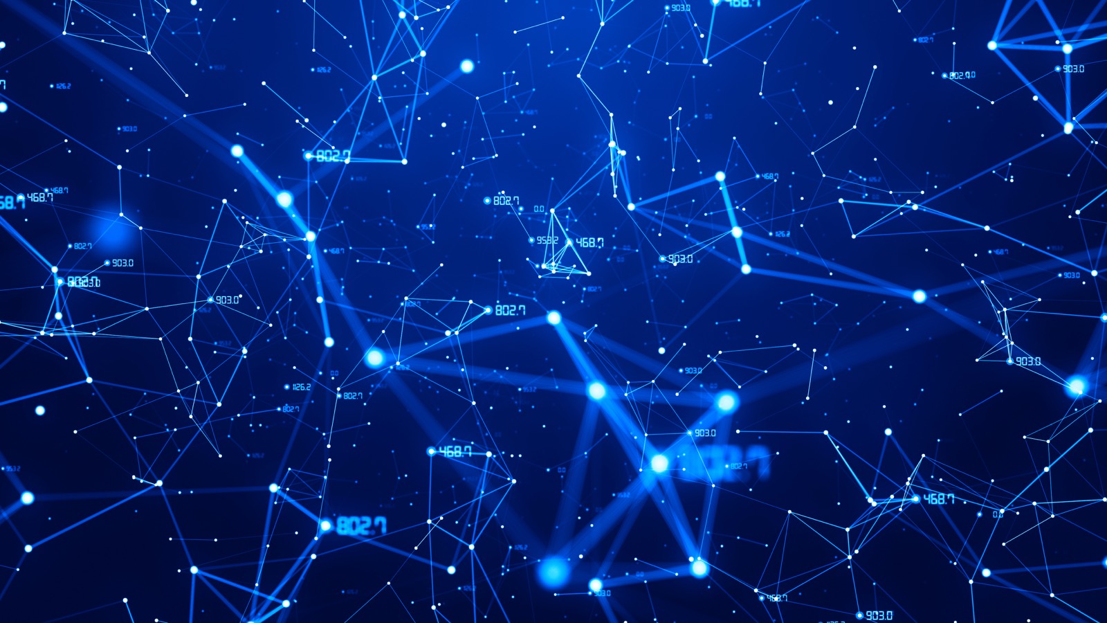 An abstract digital network of connected data points