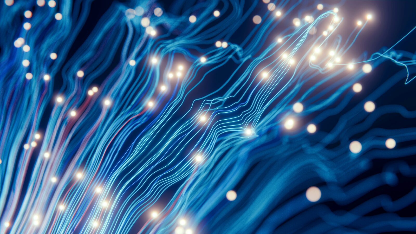 Fibre optic strands carrying points of light